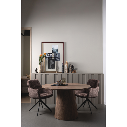 WOOOD eettafel Maan - MDF - Walnoot - 75x120x120