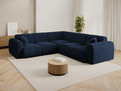 Cosmopolitan Design Hoekbank Nolio 5-zits, flueel koningsblauw - 252x252x72cm