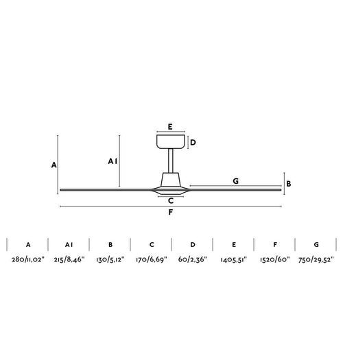 Faro Morea Plafondventilator 152 cm Bruin 3 Bladen