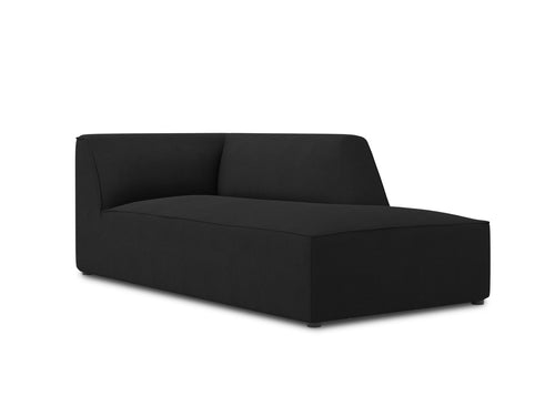 Micadoni rechter chaise longue Ruby structurele stof, zwart - 180x93x69cm