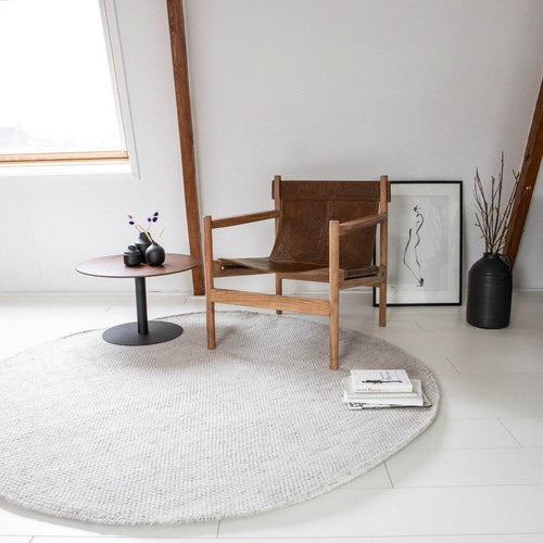 Interieur05 Vloerkleed Gerecycled Materiaal Rond Ciro Beige/wit - 220 x 220 cm