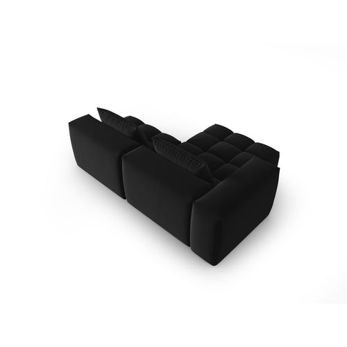 Cosmopolitan Design - Modulaire hoekbank links Verona 3-zits, flueel zwart - 145x205x70cm
