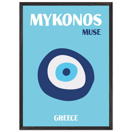 Artfulprints Poster met Lijst Griekenland - Mykonos   - 50x70 cm - Blauw