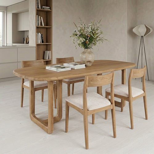 Raw Materials Freya teak eetkamerstoel créme