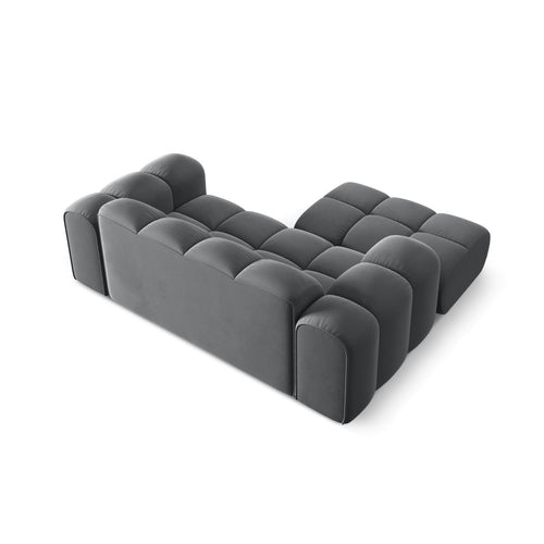 Cosmopolitan Design - Linker hoekbank Treno 2-zits, flueel grijs - 164x180x70cm