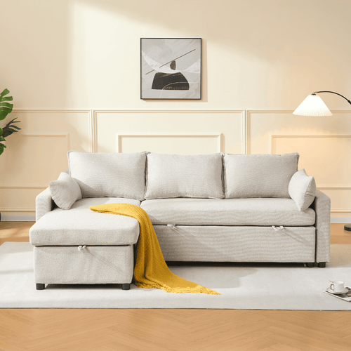 Calicosy - LOUISON 3-zits slaapbank - Grijs - 219x147x84 cm