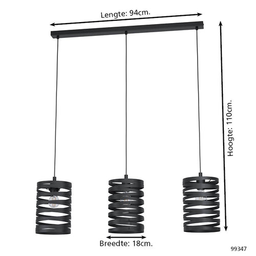 EGLO  hanglamp Cremella - e27 - 94 cm - zwart