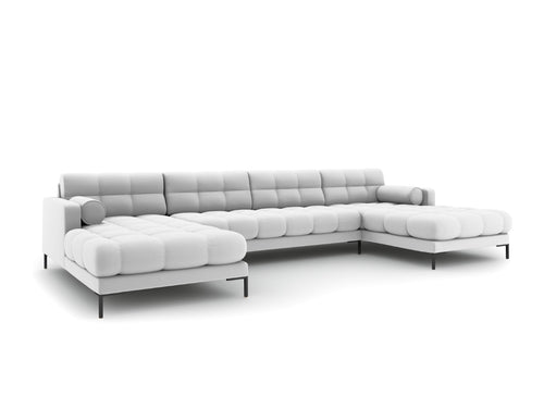 Cosmopolitan Design Panoramische bank Bali 7-zits, structurele stof, lichtgrijs - 185x383x75cm