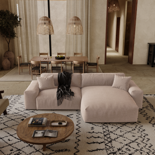 Premium Interiors - Rechthoekige hoekbank CHEER - zacht aanvoelende geweven stof  mol 312cm