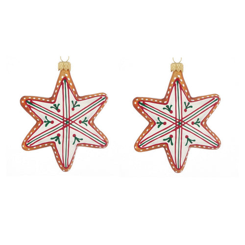 Dagmara kerstdecoratie – vorm van peperkoeksterren – glas – set van 2 - vtwonen shop