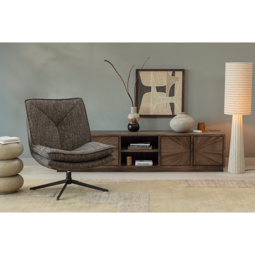 WOOOD draaifauteuil Milaro - Polyester - Bruin Melange - 88x75x94