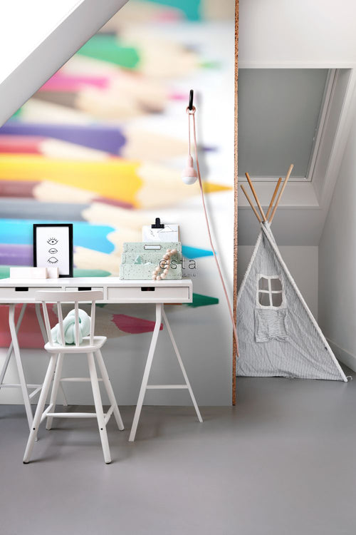 ESTAhome fotobehang kleurpotloden meerkleurig - 93 x 211.5 cm - 156504 - vtwonen shop