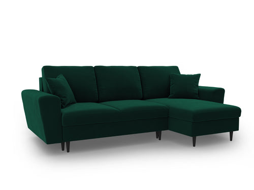Cosmopolitan Design Omkeerbare converteerbare hoekbank met opbergdoos Kyoto 4-zits, flueel flessengroen - 145x241x88cm