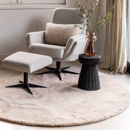 Interieur05  vloerkleed Lux -rond -zacht hoogpolig- beige / taupe - 200 x 200 cm