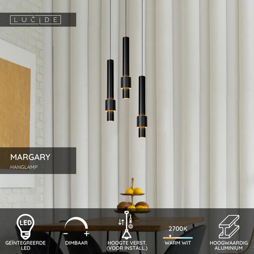 Lucide hanglamp MARGARY - Geïntegreerde LED - Zwart