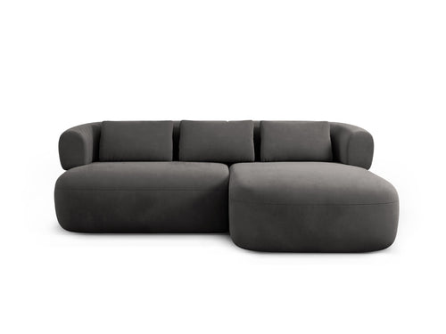 Micadoni rechter hoekbank Jenny 5-zits, flueel donkergrijs - 145x200x73cm