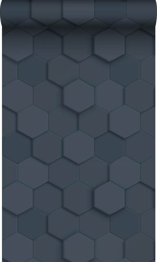 Origin Wallcoverings behang 3d hexagon motief donkerblauw - 53 cm x 10.05 m - 347853 - vtwonen shop
