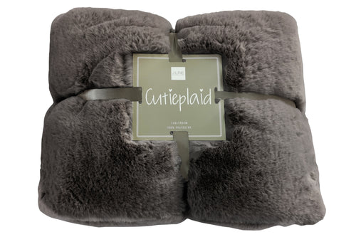 J-Line plaid Cutie - fleece deken – polyester – donkergrijs - 180 x 130 cm - vtwonen shop