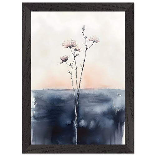 Artfulprints Poster met Lijst Boho – Misty blossom   - A4 21x29.7 cm - Zwart / Wit