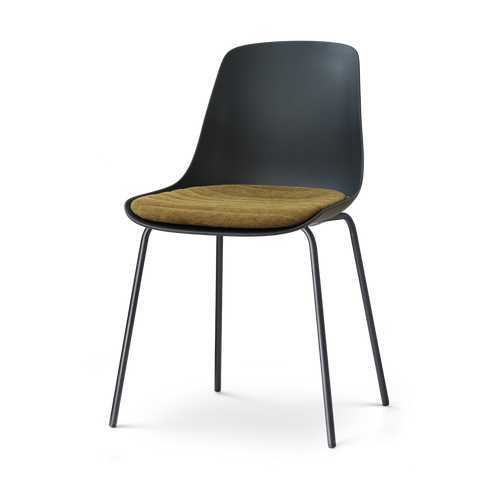 Nolon Nora-Liv eetkamerstoel zwart met mosgroen zitkussen - zwart onderstel - vtwonen shop