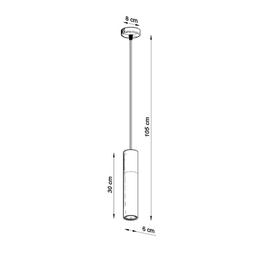 Sollux Lighting Hanglamp BORGIO 1 wit - 8x8x105cm