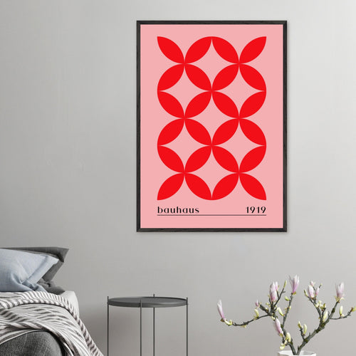 Artfulprints Poster met Lijst Bauhaus - 1919   - A4 21x29.7 cm - Rood
