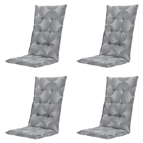 Madison tuinstoelkussen hoge rug Napels - grijs - 123x50x5cm - set van 4