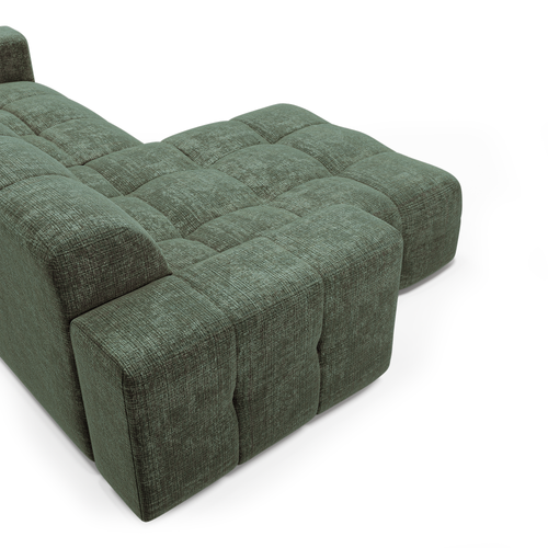 Sia Home - Hoekbanken links MAEL - Fluweel met reliëf - Smaragdgroen - 230cm