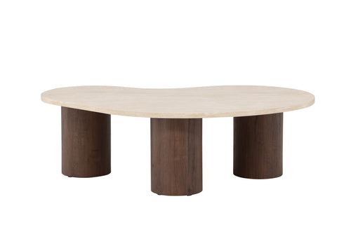 Rebellenclub  Kaloria Salontafel  - 130 x 78 cm Mokka / Travertin