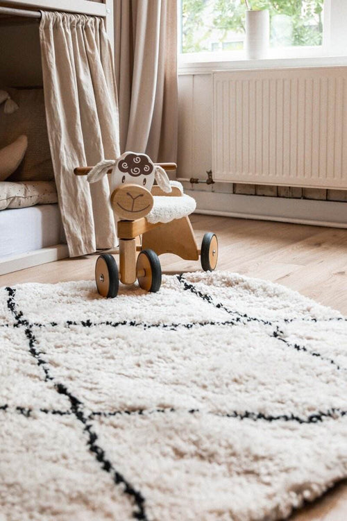 Interieur05 Berber Rond vloerkleed hoogpolig Wit/Zwart - scandinavisch - nea - 240 x 240 cm - vtwonen shop