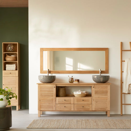 Tikamoon Massief eikenhouten badmeubel 165 cm - Naturel - vtwonen shop