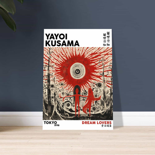 Artfulprints Poster met Lijst Yayoi Kusama - Dream lovers   - 30x40 cm - Rood