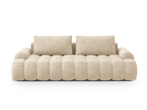 Cosmopolitan Design Slaapbank met opbergdoos Linz 4-zits, flueel lichtbeige - 100x250x84cm