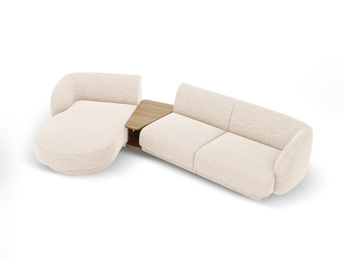 Micadoni linker modulaire bank Miley 3-zits, structurele stof ivoor - 178x303x70cm