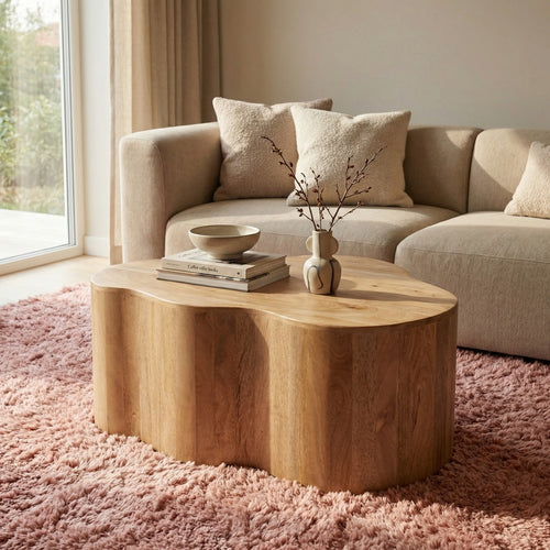 Giga Meubel Salontafel Moos - Organisch Naturel Hout - 70x50x30cm