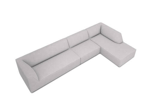 Micadoni rechter hoekbank Ruby 5-zits, structurele stof, lichtgrijs - 180x366x69cm
