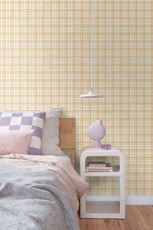 ESTAhome behang ruitjes geel en groen - 50 x 900 cm - 131950