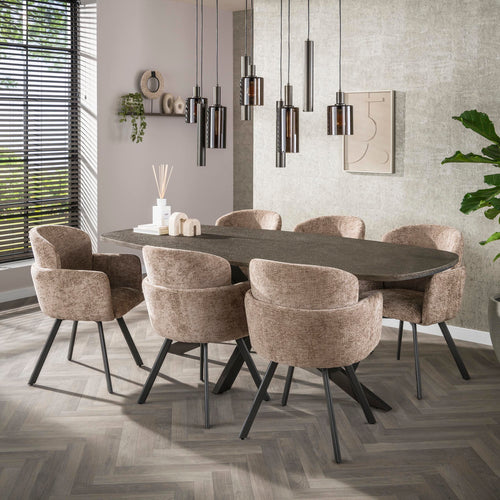 Giga Living Eettafel Bronvik - Deens Ovaal Brons Metaal - 215cm