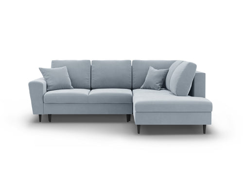 Cosmopolitan Design Converteerbare hoekbank rechts met opbergdoos Kyoto 5-zits, flueel lichtblauw - 194x243x88cm