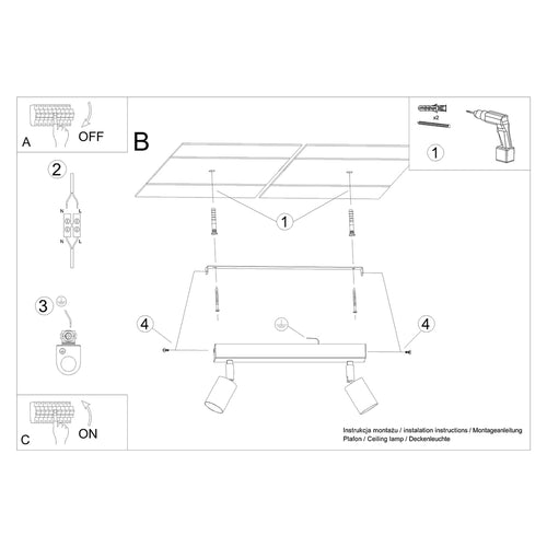Sollux Lighting Plafondlamp VERDO 2 wit - 46x30x17,5cm