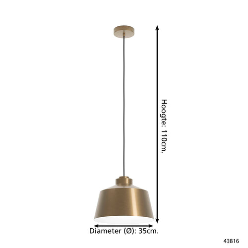EGLO  hanglamp Southery - e27 - ø 35 cm - goud/crème