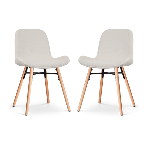 Nolon Nena-Fé Eetkamerstoelen Set van 2 - Ribstof Crème - Hout - vtwonen shop