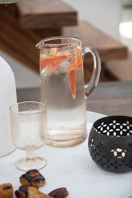 J-Line theelichthouder Geperforeerd - ijzer - zwart