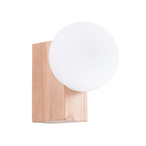 Sollux Lighting Wandlamp BULBO natuurlijk hout - 12x16x17cm