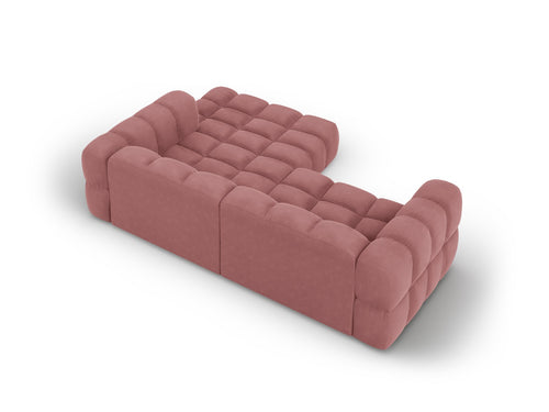 Cosmopolitan Design Modulaire hoekbank rechts Sky 3-zits, flueel, zalm - 162x244x70cm