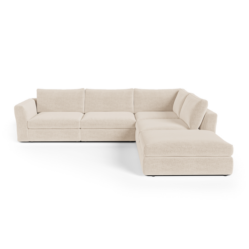 Sia Home - Modulaire bank met grote rechte hoek NEST - Zacht aanvoelende geweven stof - Beige - 301cm