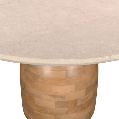 DÉJA Living Eettafel Miro Rond - Marmer/Hout - Naturel - 130x130x75cm - vtwonen shop