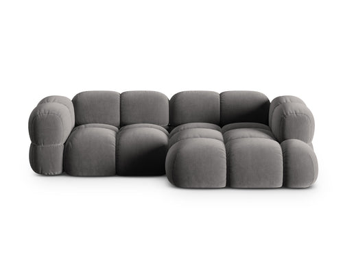 Cosmopolitan Design rechter hoekbank Loretto 3-zits, flueel grijs - 147x250x68cm