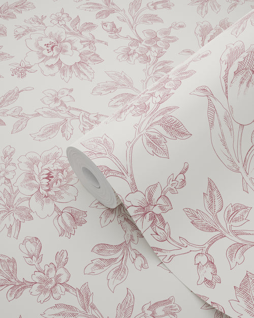 ESTAhome behang elegante bloemen bordeaux rood - 50 x 900 cm - 132105