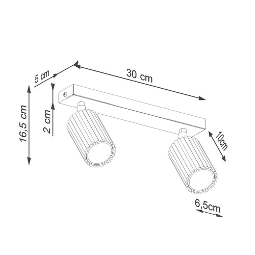 Sollux Lighting Plafondlamp KARBON 2 salie - 30x6,5x16,5cm